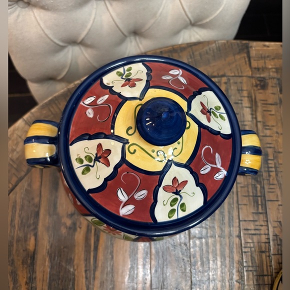 Pier 1 Vallarta Large Cookie Jar Canister With Handles - Picture 2 of 13